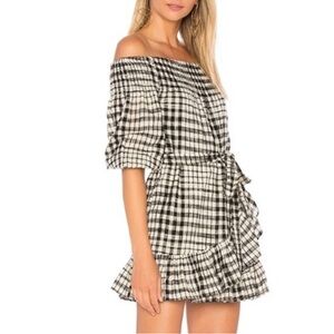 REVOLVE Tularosa Black and White Plaid Off-Shoulder Dress